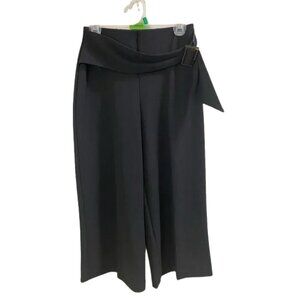 Joseph Ribkoff‎ Black Wide Leg Pants with sash tie & tortoise square belt size 6